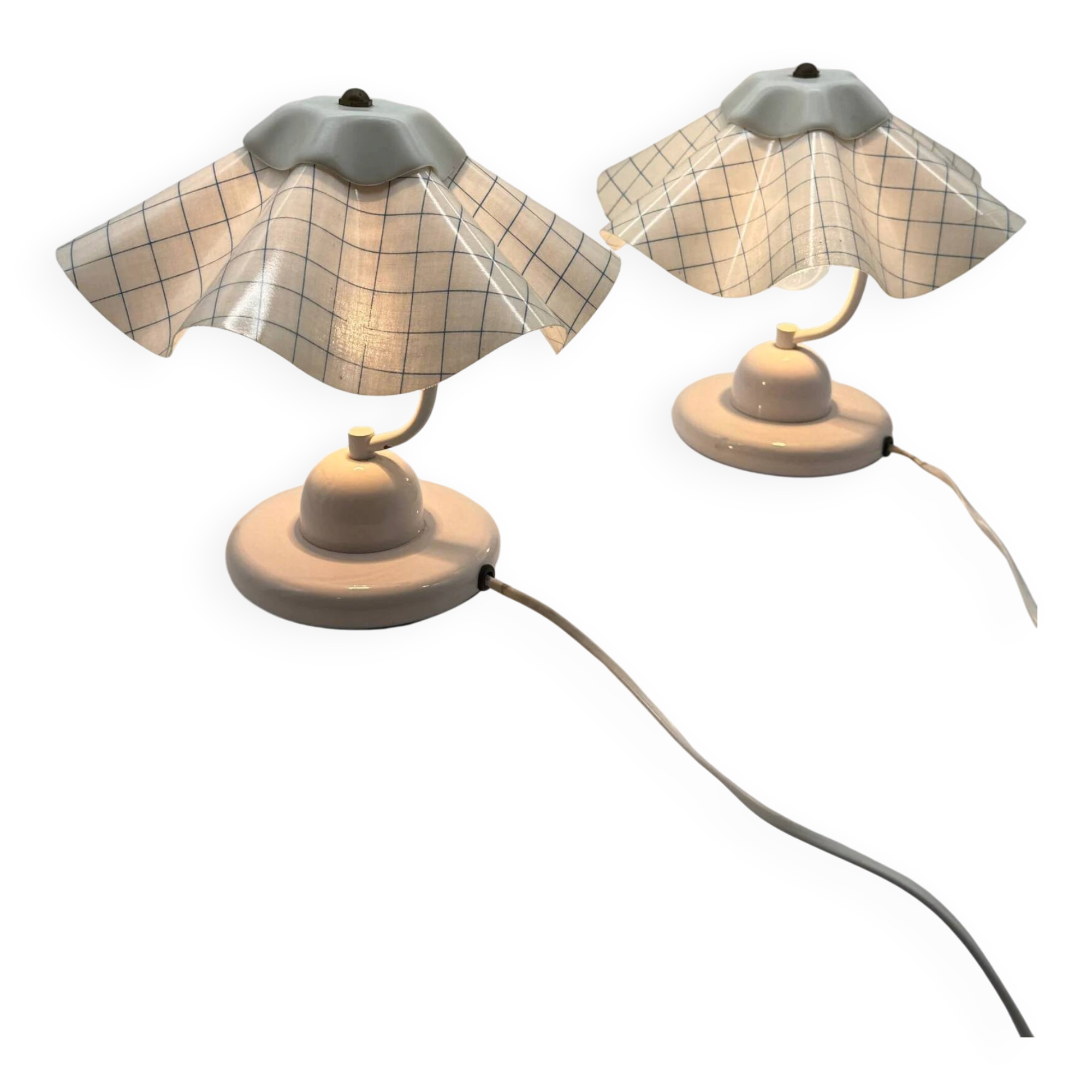 Pair of table lamps with pleated shades – 1980s