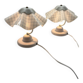 Paire de lampes de table à abat-jour plissé – 1980s