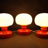 1970s Set of Three Stepan Tabery Opaline Glass Table Lamps, Czechoslovakia