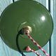 Pair of vintage hanging in green emailled tole 24 cm E14 sleeve