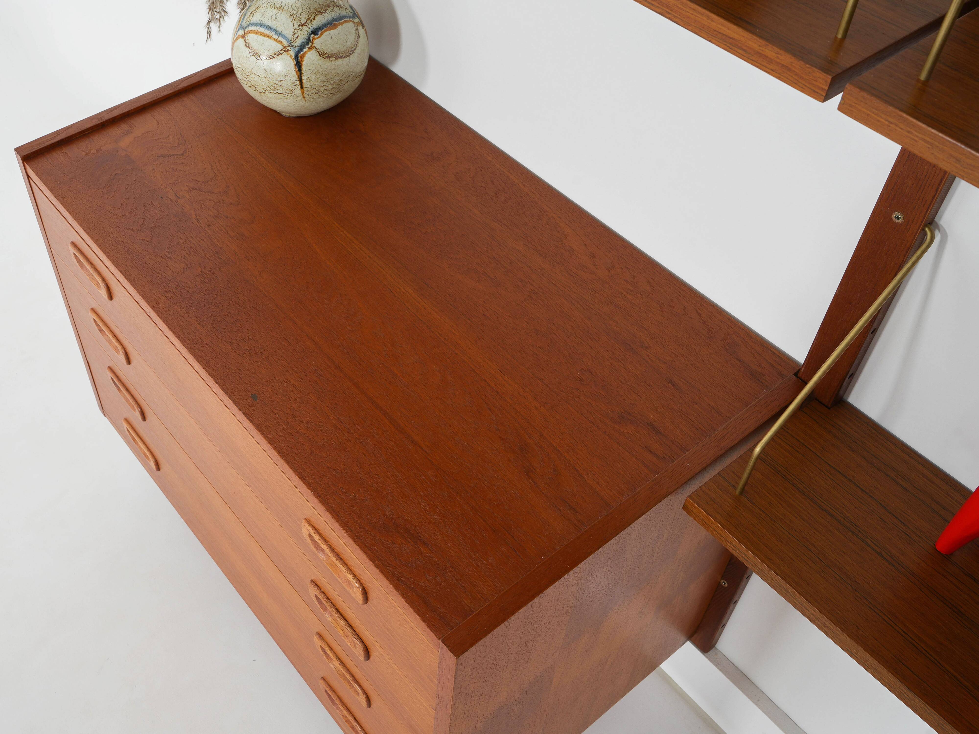 Teak bookcase PS System, Danish design, 1960s, manufactured by Randers Møbe