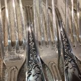 12 silver-plated dessert forks, Ercuis silversmith, Louis XV 29