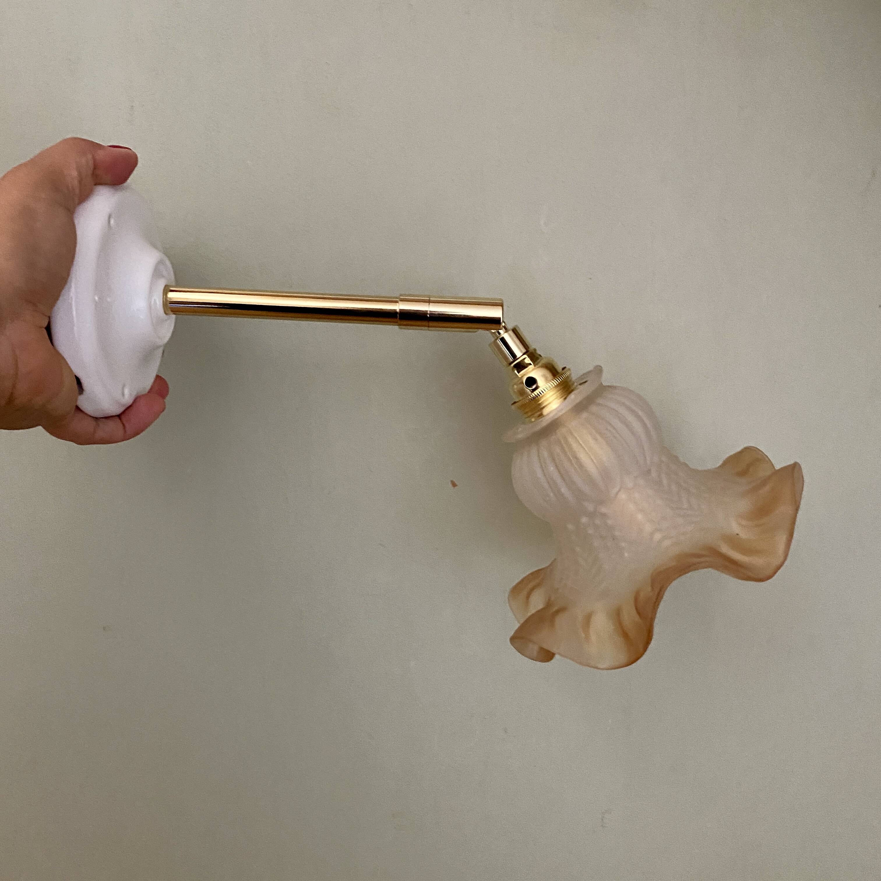 Vintage frosted glass tulip wall lamp