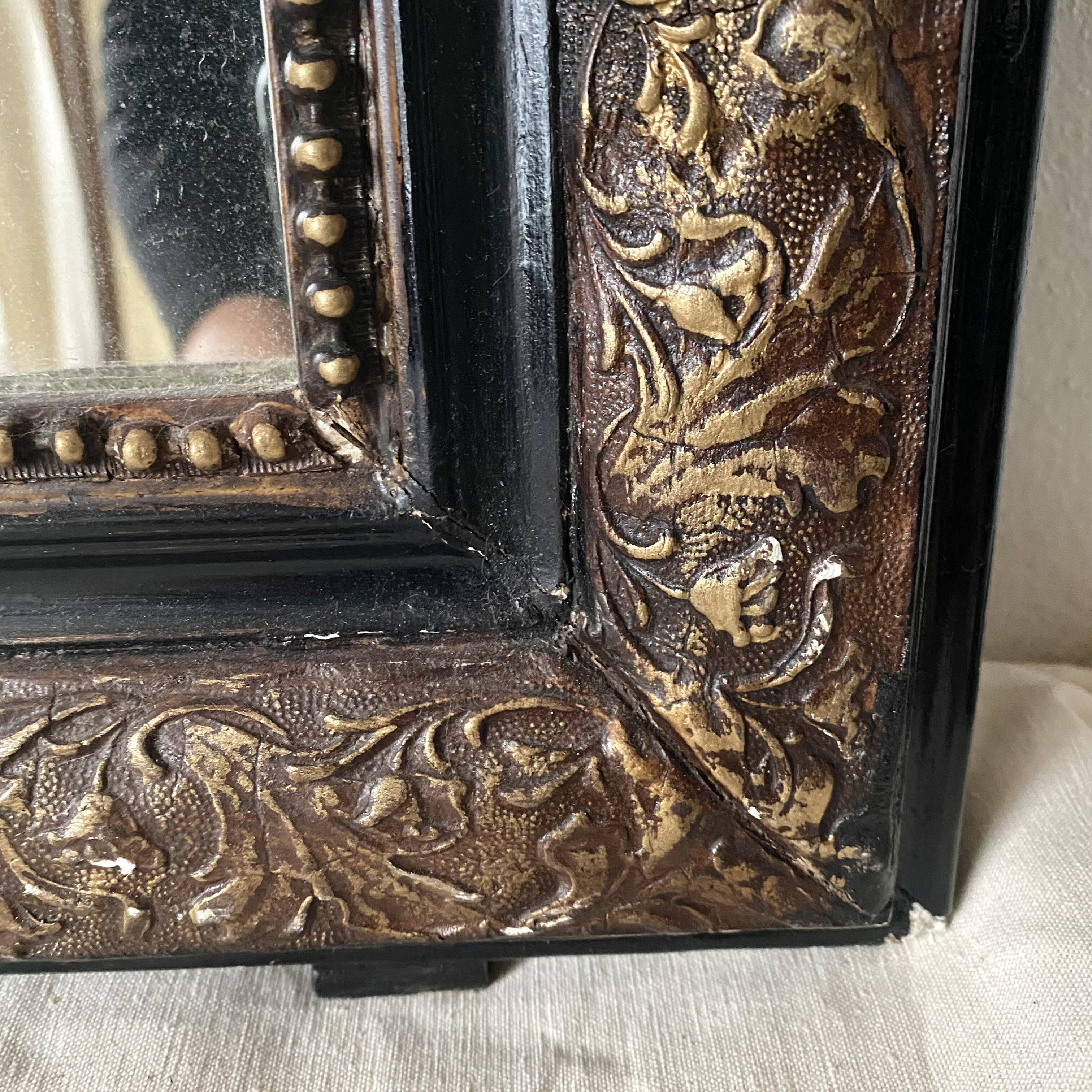 Antique Louis Philippe mirror in black and gold, 93X68cm