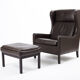 Mid-Century danish highback armchair with footrest