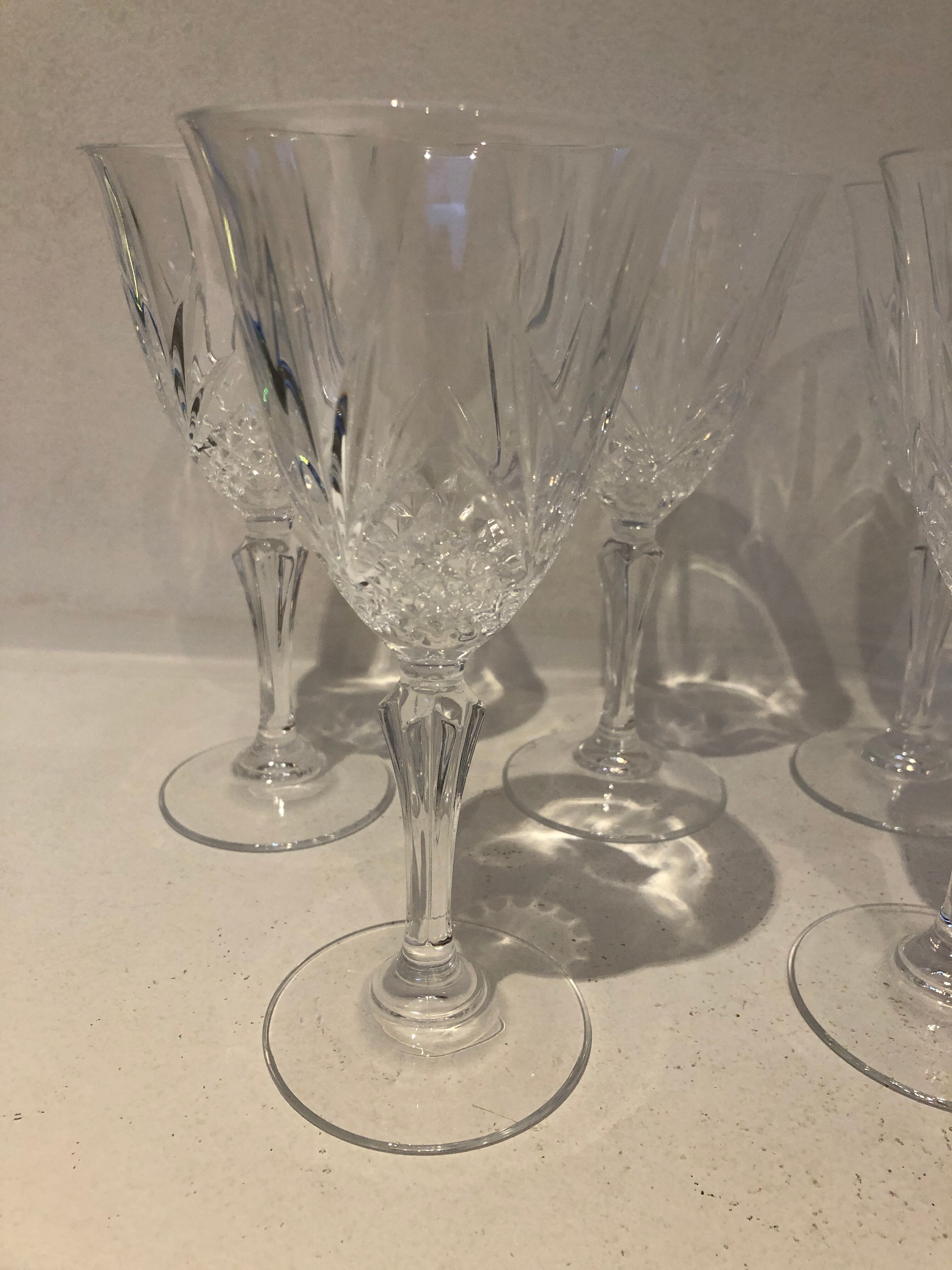 5 glasses of moulded crystal wine 1970