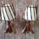Paire d'appliques vintage rotin et bambou