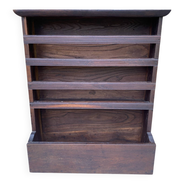 Ancien haut de vaisselier porte-assiettes en bois massif