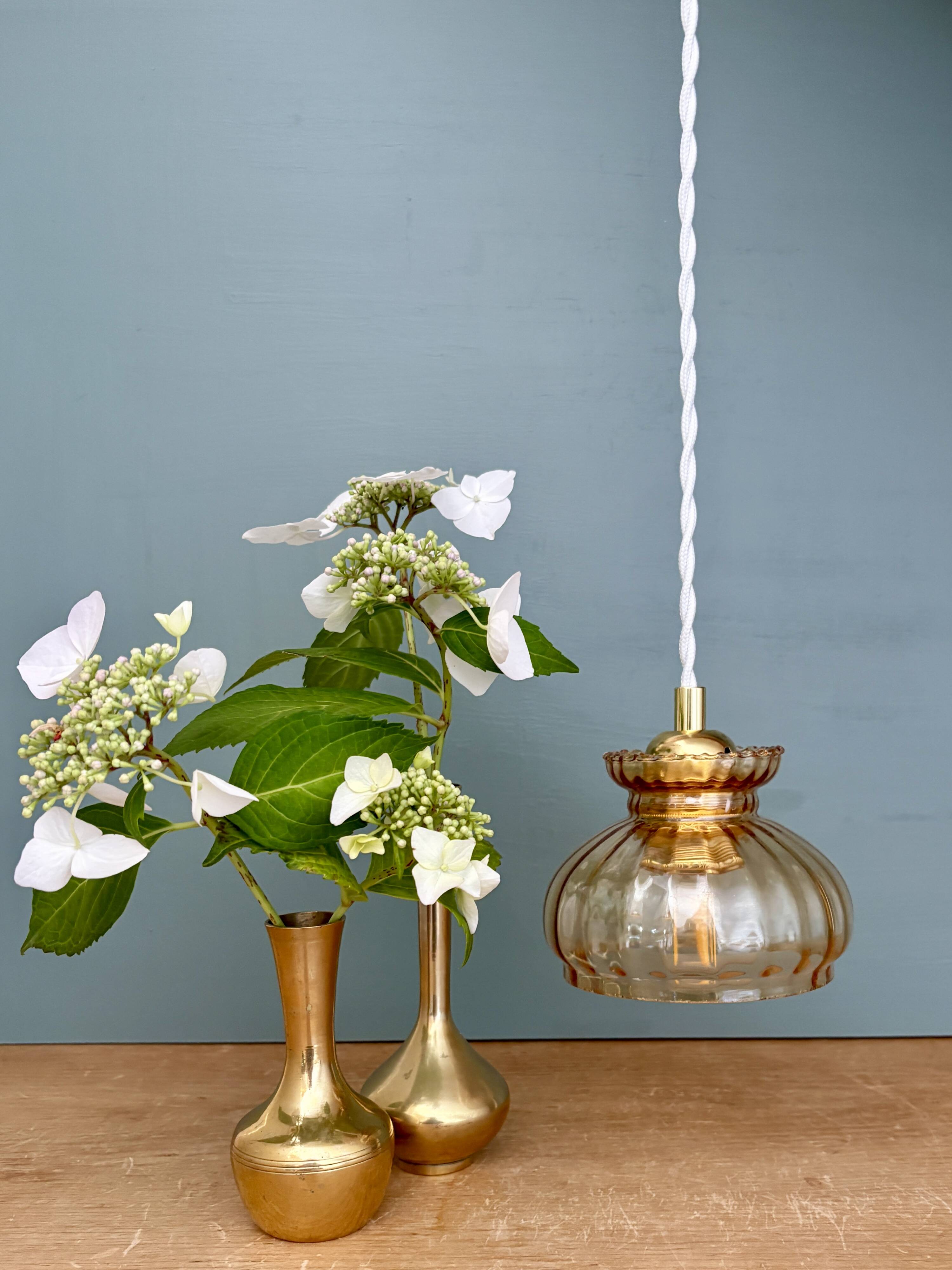 Vintage amber glass lampshade pendant light