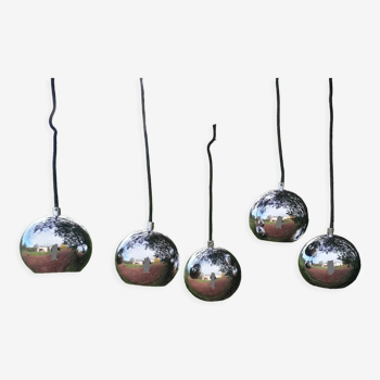Set of 5 suspensions in chrome globes