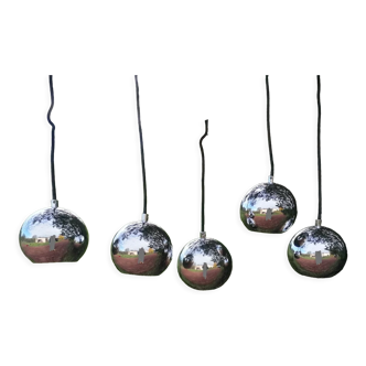 Set of 5 suspensions in chrome globes