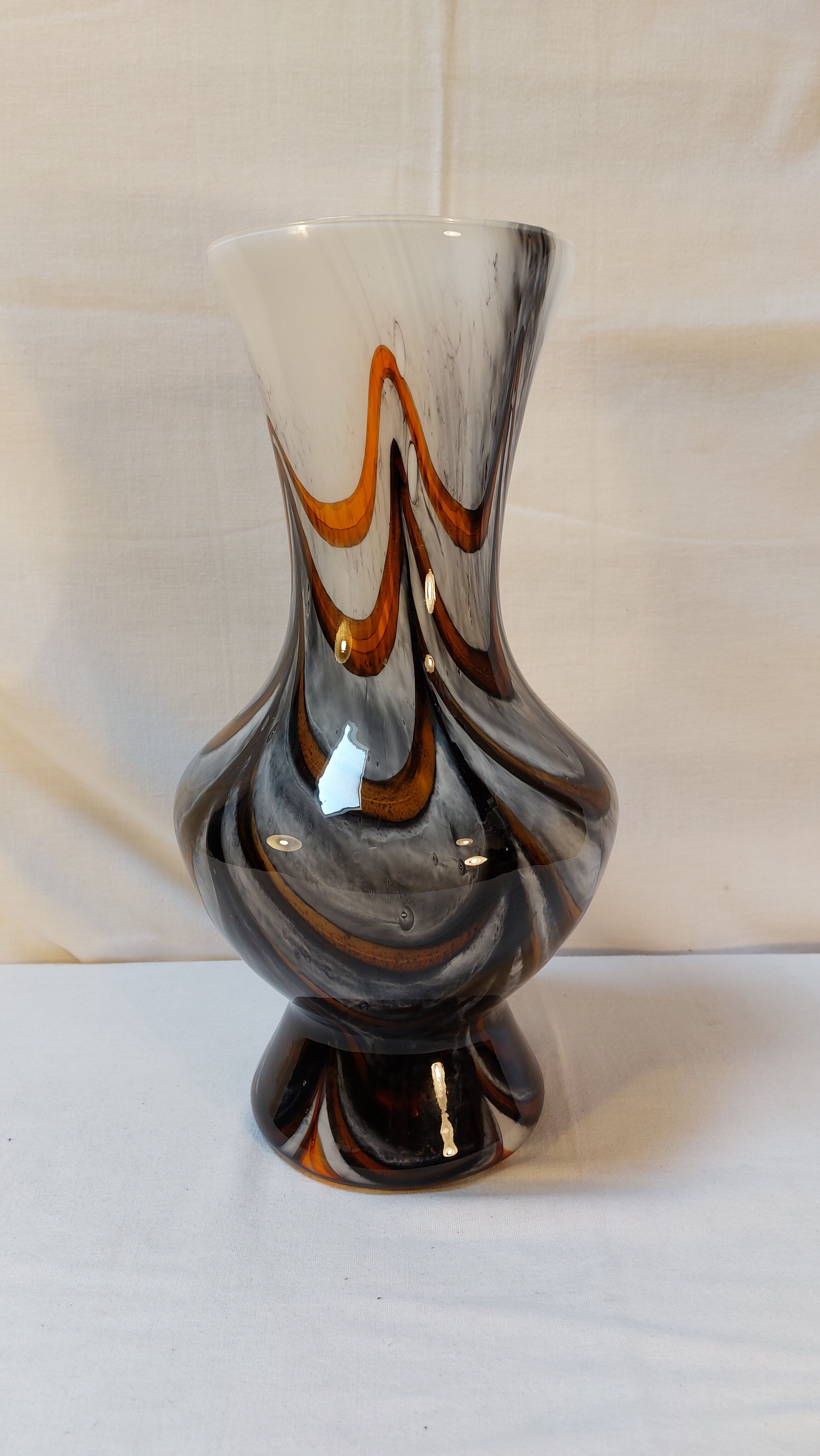 Murano Vase by Carlo Moretti - Marbled Florence Opaline - 70s