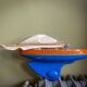 Basin sailboat "Tirot 500" navigable wood, antique toy with pretty vintage colors