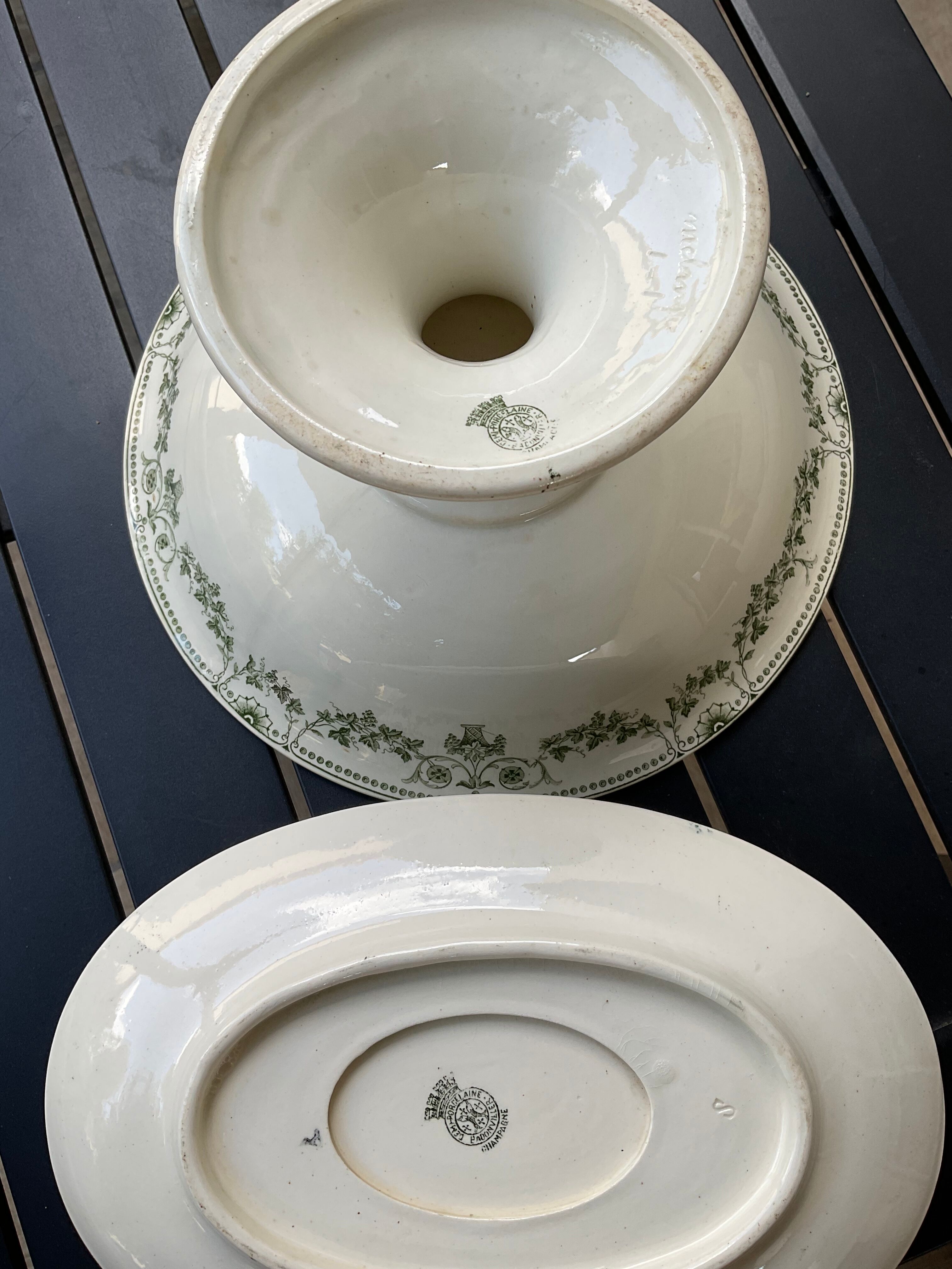 Compotier et saucière Badonvillers model champagne