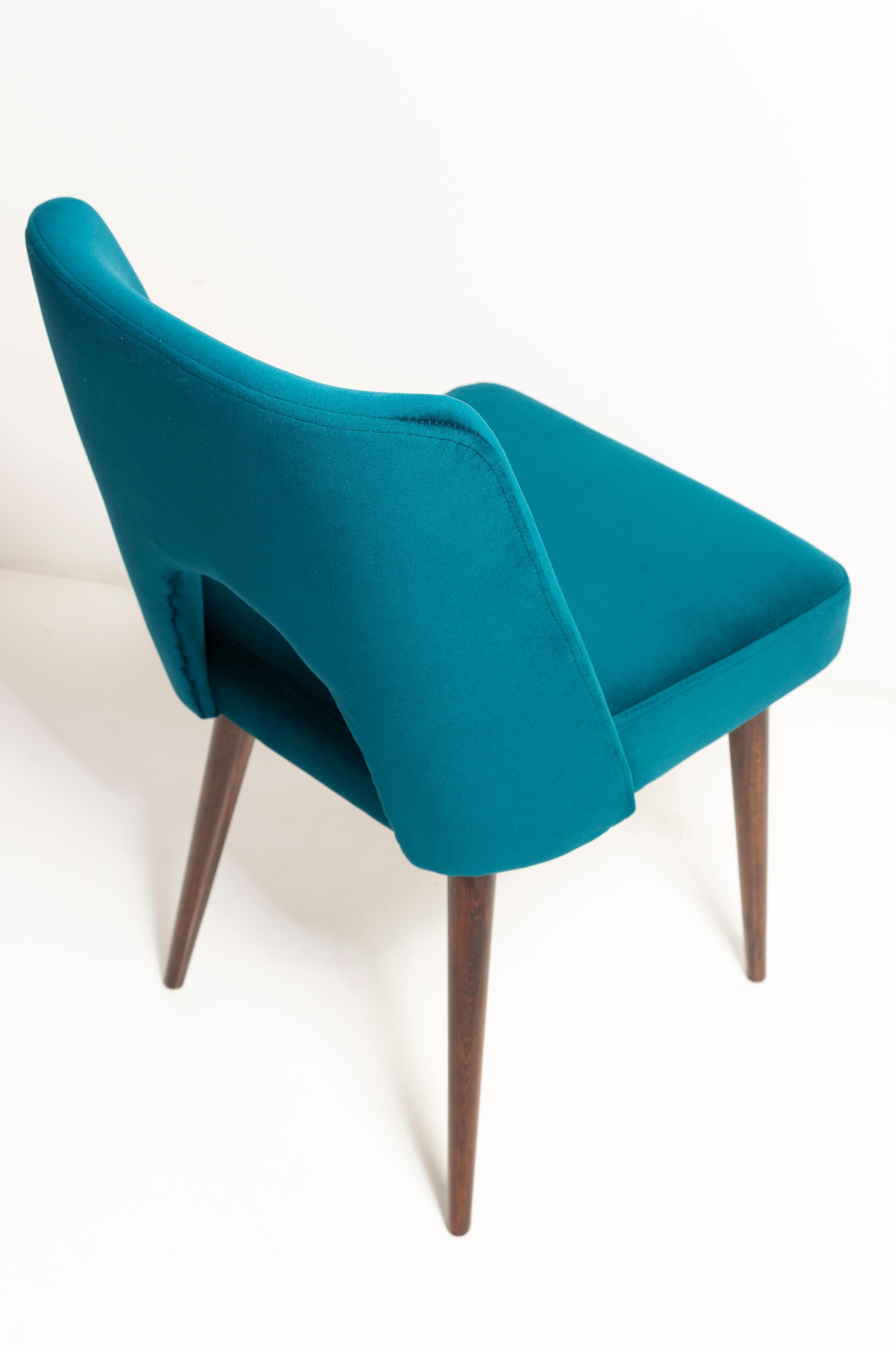 Chaise 'Shell' en Velours Vert Émeraude Milieu du Siècle, Europe, 1960s