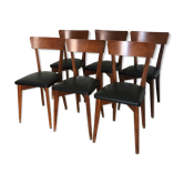 Vintage wooden and black skai chairs