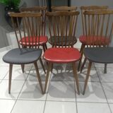 Suite of 6 chairs by Bistrot Baumann model Menuet 1970s