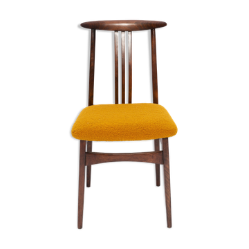 Beech chair with ochre boucle upholstery in mid-century style, Mr. Zielinski, Europe, 1960s.