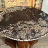 Empire Pedestal Table in Cuban Mahogany, Levanto Marble