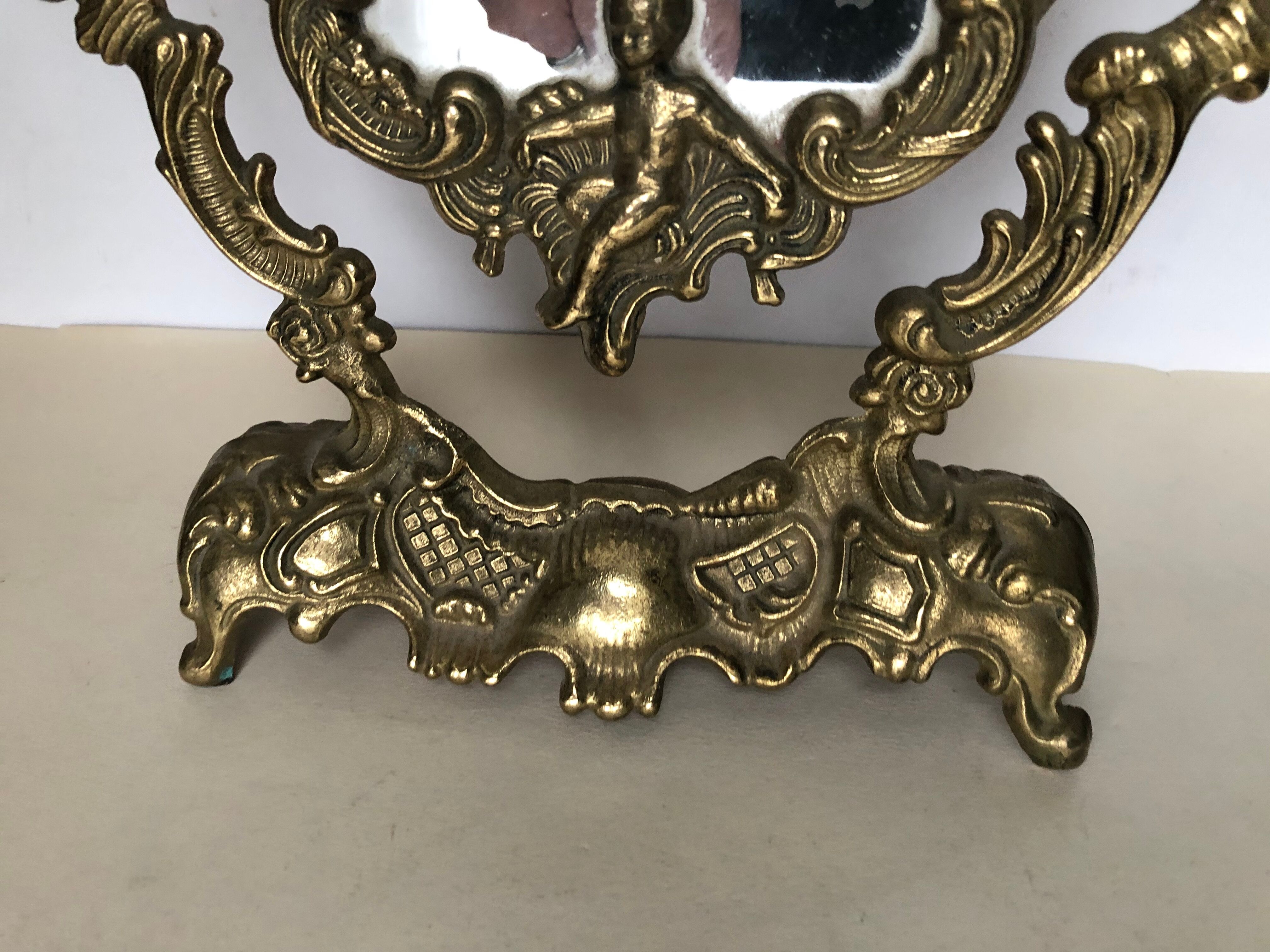 Golden bronze table mirror 30x33cm