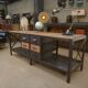 Industrial sideboard from metal and wood factory 1950