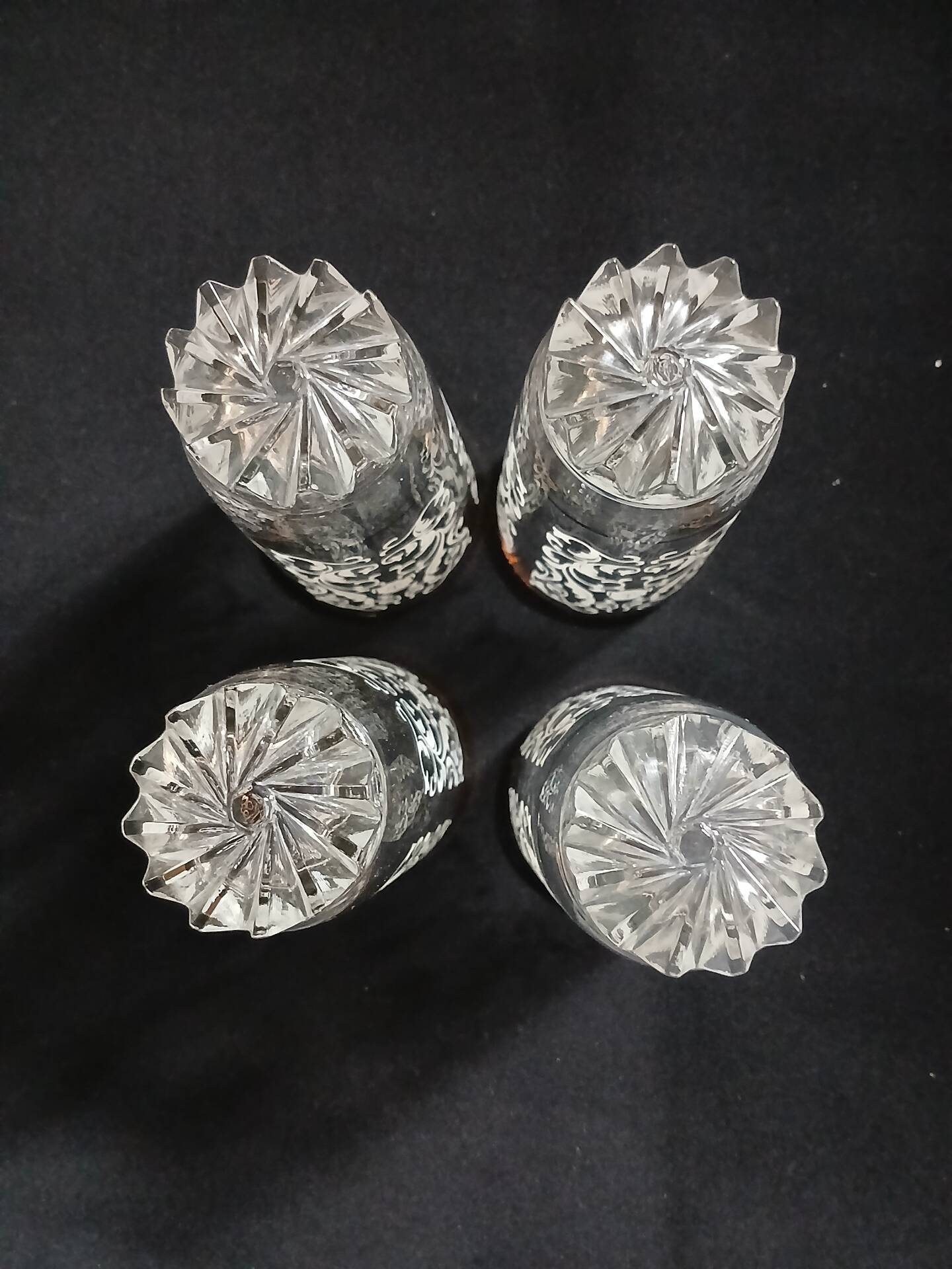 4 vintage water glasses