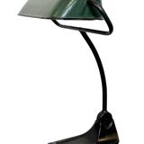 Lampe de Banque Vintage en Émail Vert de BUR, 1930s
