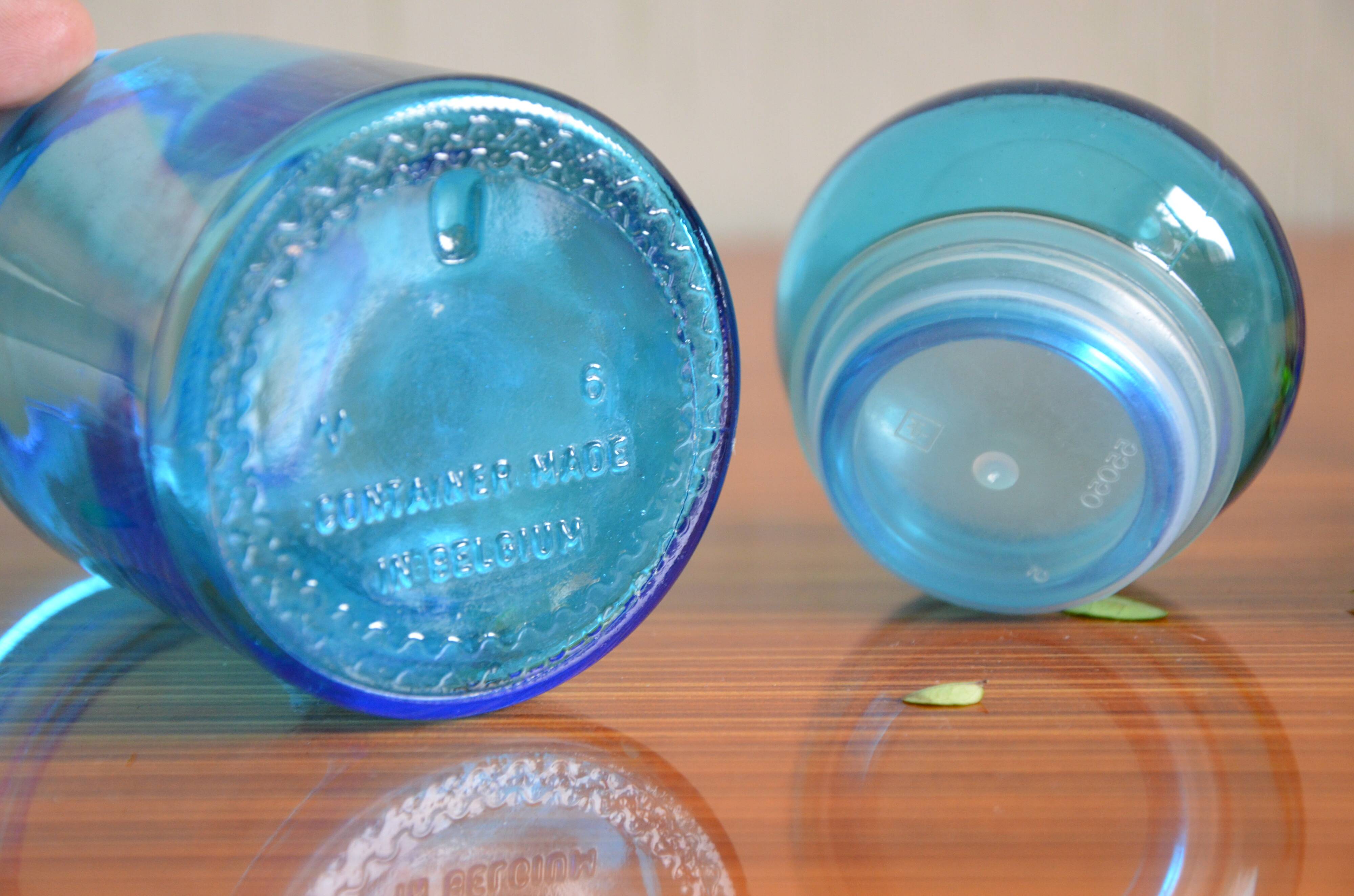 Blue glass apothecary pot