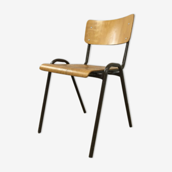 Chaise d’atelier des années 70 Chaise en bois Chaise en métal espace age design vintage
