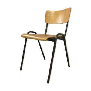 chaise d’atelier des années 70 chaise en bois chaise en métal espace age design vintage