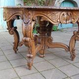 Napoleon III Louis XV style oak table with two extensions, 10 place settings, late 19th century