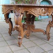 Napoleon III Louis XV style oak table with two extensions, 10 place settings, late 19th century