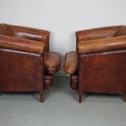 Fauteuil Club Vintage en Cuir Couleur Cognac, Pays-Bas, Set de 2