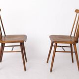 Pair of Vintage Spindle Back Chairs – 1970s Beech Wood, Restored