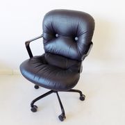 Black leather office chair 2328 by Bruce Hannah & Andrew Morrison