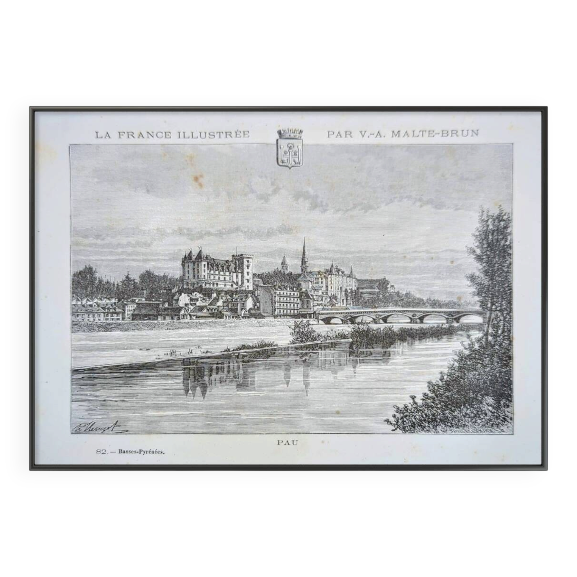 Pau, Pyrénées-Atlantiques, printed illustration from 1883.
