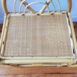 Paire de tables de chevets vintage en rotin clair