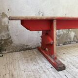 1950s oak bench with red patina, 2m