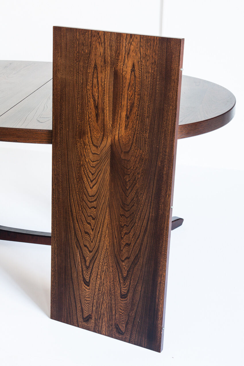 Vintage elm wood table with two extensions, France 1970