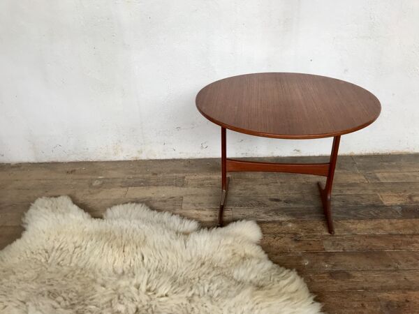 Table basse pliante scandinave ronde danois Detingström kavaljer 1960 teck