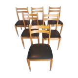 6 vintage leatherette chairs and wood