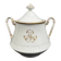 Large 19th century Paris porcelain sugar bowl with ARJ gold monogram