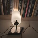 Pair of vintage metal and opaline wall light