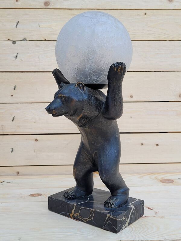 Lampe Ours Art deco signé de l'artiste Irénée Rochard, vers 1930.