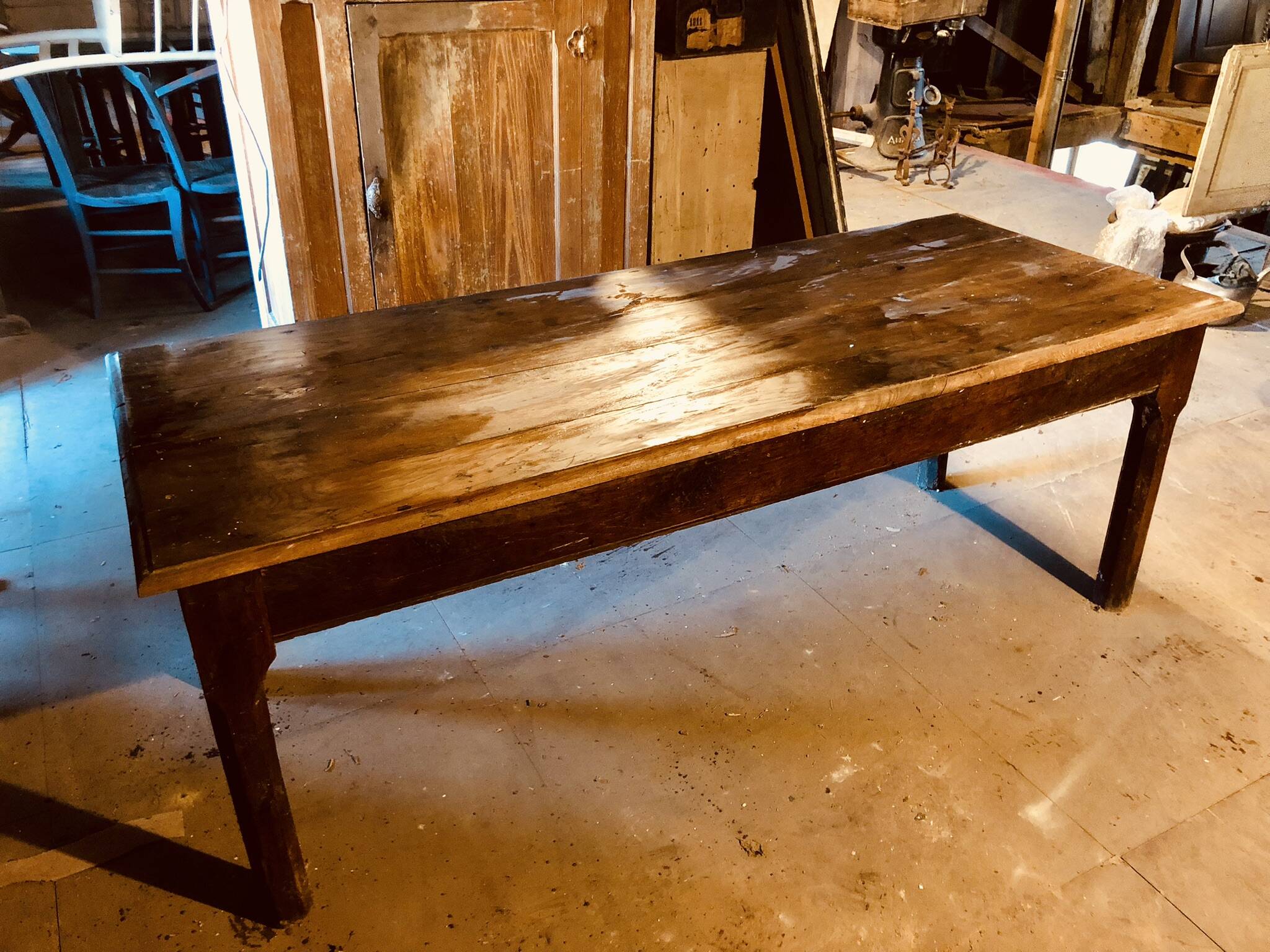 Large country table in cherry wood, late 1800s