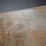 Large painting farm on pond old 19th century signature oil on linen canvas