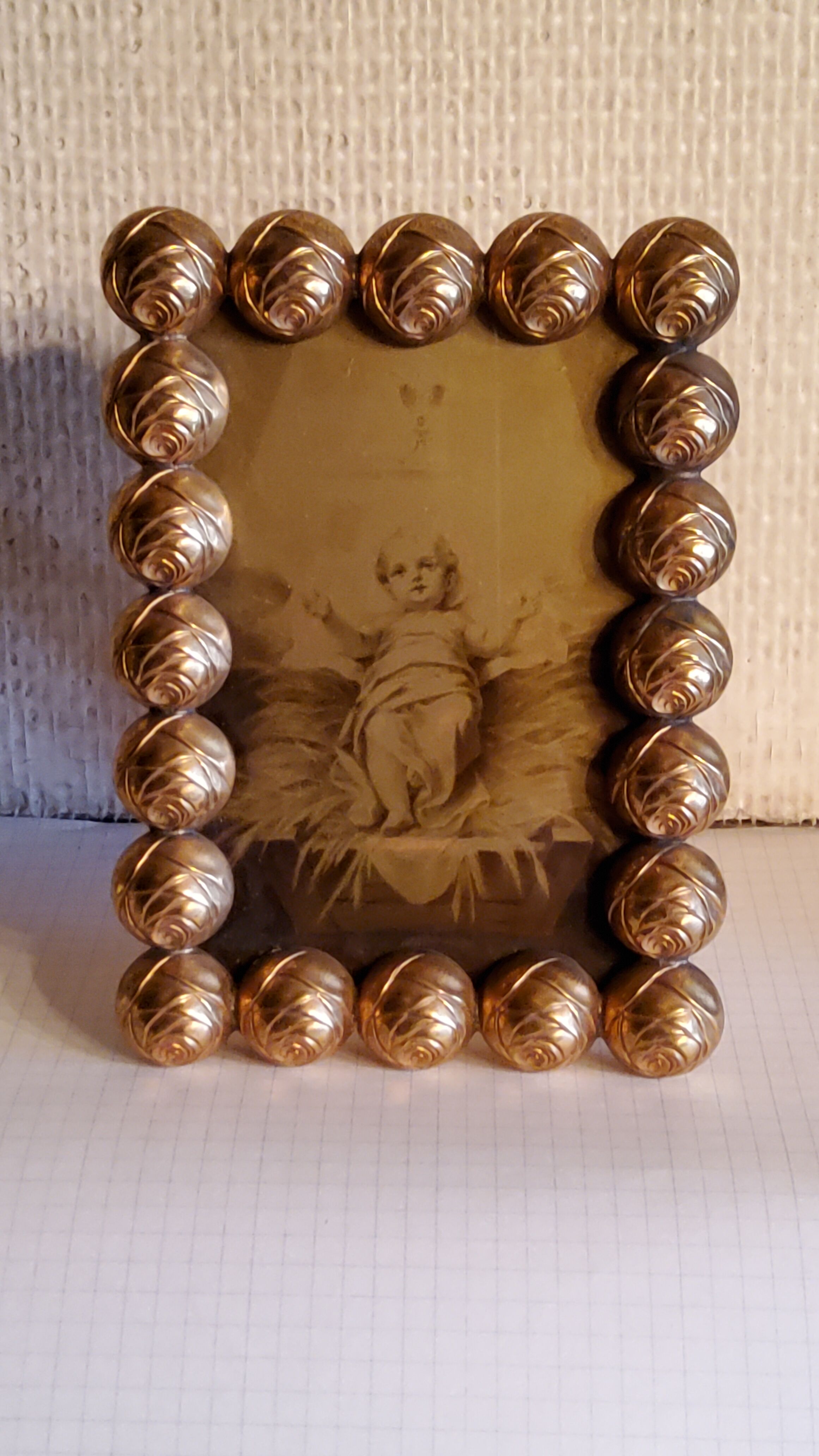 Art deco photo frame in gilded bronze and gilded brass