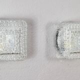 Mid century modern germany cut glass flush mount set 60s