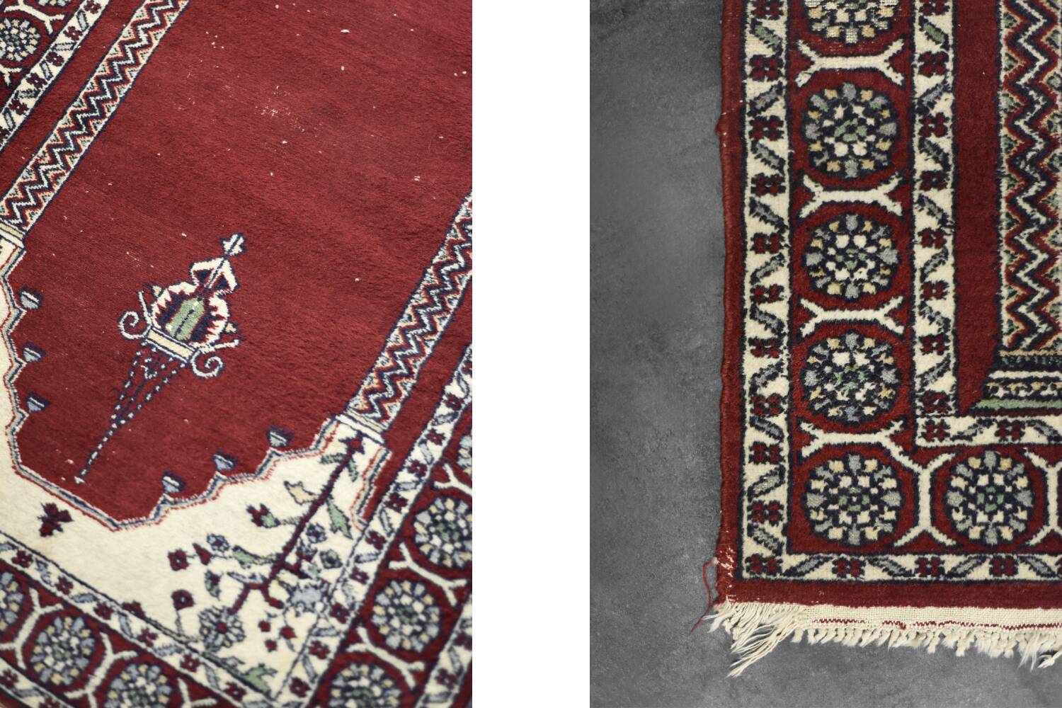 Vintage Hand-Woven Oriental Pakistani Mihrab Prayer Rug, 1960s