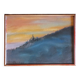 Vintage pastel painting of the Aurora Borealis, signed, 1930s Art Deco.